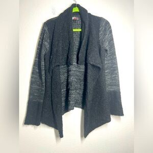 JJ Basics Women Size L Black Lagenlook Cardigan Sweater Long Sleeve Open Front
